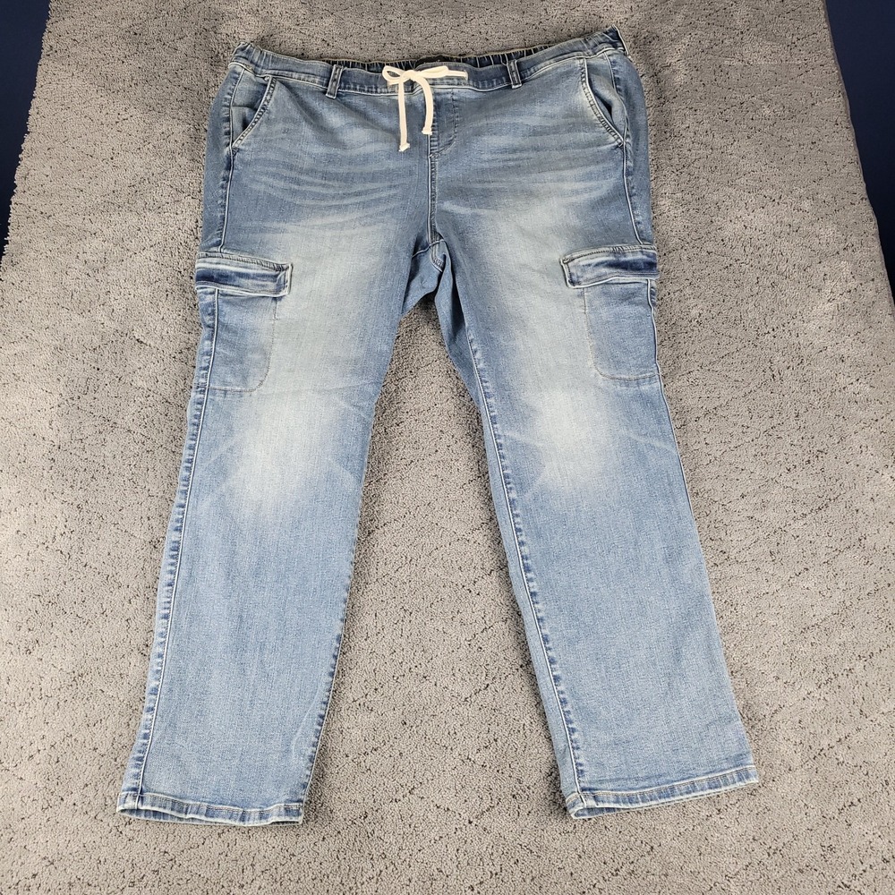 Torrid Jeans Womens 3S Weekend Straight Cargo Pull On High Rise Stretch Denim